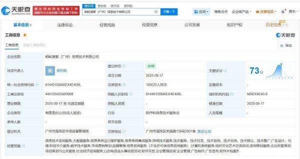 富农优配资源 蚂蚁集团旗下公司在广州成立信息技术新公司 注册资本1000万